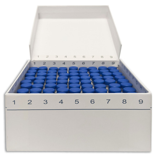 Big-Flip 3 Inch Tall Cardboard Freezer Storage Box for 12mm and 13mm tubes and 4mL Cryovials - MTC Bio R3781 - Lab Freezer Boxes - Stellar Scientific