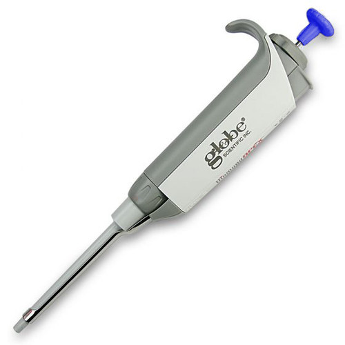 Globe Scientific Diamond Apex Soft Touch Manual Adjustable Volume Single Channel MicroPipettes-Blue Plunger- Lab Equipment - Stellar Scientific