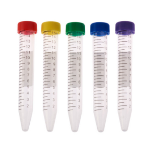 CellTreat 230411A 15mL Sterile Conical Centrifuge Tubes with Multicolored Screw-Caps - Lab Supplies - Stellar Scientific