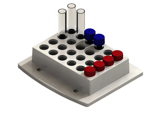 Benchmark Scientific MultiTherm Block H5000-12 For  24 x 12mm Tubes - shown here with different sized 12mm tubes inserted