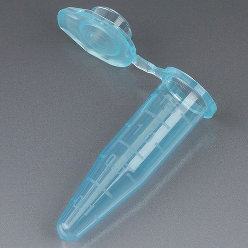 Globe Scientific Polypropylene Conical Centrifuge Tubes Are RNase and DNase Free And Packed In Resealable Bags With Flat Bottoms To Keep The Bag From Tipping - 111564AST - Lab Supplies - Stellar Scientific - Photo shows Blue - other colors are: Yellow, Violet, Green, Amber, Orange