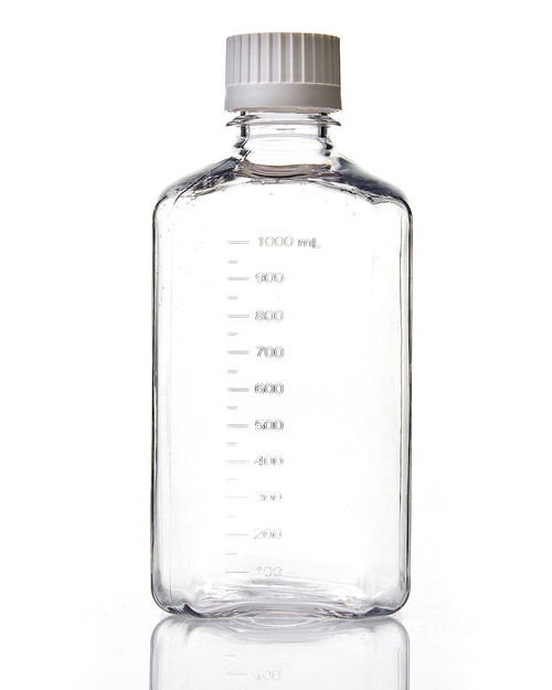 Sterile 1000mL Bottle PETG Square Media Storage Bottle With Screw Cap - Lab Supplies - Stellar Scientific