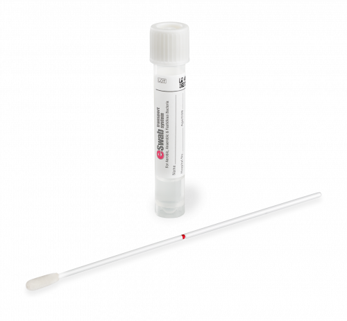 ESwab™ Single Regular Size Nylon® Flocked Swab with 80mm Breakpoint Packaged with 1 mL Liquid Amies Medium in Skirted Tube with Plastic White Capture Cap - Individually Packaged, Sterile,