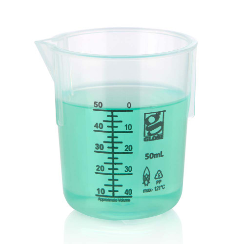 50mL Polypropylene Low Form Graduated Griffin Beaker 3650-50 For Mixing And Transporting Liquids - Lab Supplies - Stellar Scientific