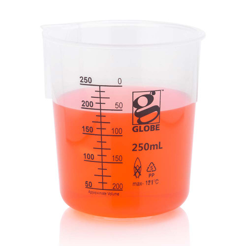 250mL Polypropylene Low Form Graduated Griffin Beaker 3650-250 For Mixing And Transporting Liquids - Lab Supplies - Stellar Scientific