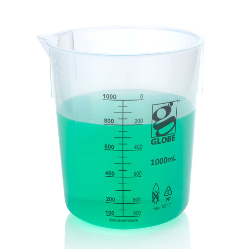 1000mL Polypropylene Low Form Graduated Griffin Beaker 3650-1000 For Mixing And Transporting Liquids - Lab Supplies - Stellar Scientific