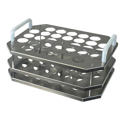 Stainless Steel Rack With Handles For Holding 50mL Tubes in An 8L Water Bath - B2000-8-T500 - Lab Equipment - Stellar Scientific Stainless Steel Rack With Handles For Holding 50mL Tubes in An 8L Water Bath - B2000-8-T500 - Lab Equipment - Stellar Scientific