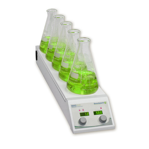 Five Position Magnetic Stirrer And Hotplate IPS7000-5 With Ceramic Top And 120C Top Temperature - Lab Equipment - Stellar Scientific