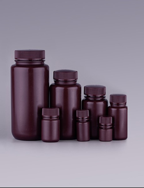 NEST Scientific Sterile Amber Round Wide Mouth HDPE and Polypropylene Storage Bottles - Lab Supplies - Stellar Scientific