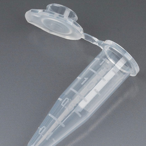 1.5mL Microcentrifuge Tube, PP, Attached Snap Cap, NATURAL, Graduated, Certified Rnase, DNase, Pyrogen & Human DNA Free, Self-Standing Tamper Evident Bag, 500 Tubes