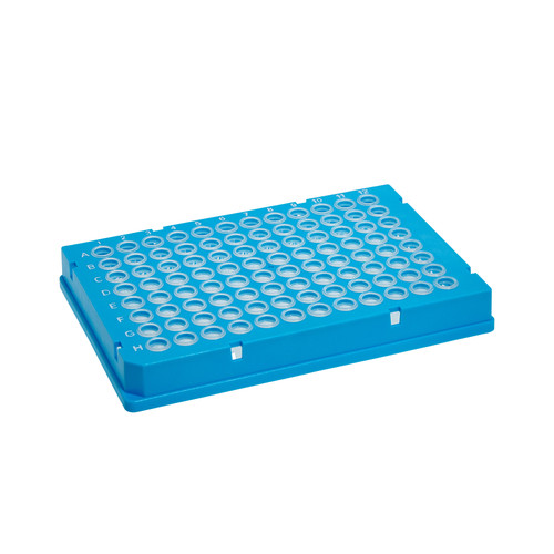 RoboReady Rigid Frame 96 Well Low Profile Fully Skirted PCR Plate With Clear Wells H1 Corner Cut That Is RNase and DNase Free