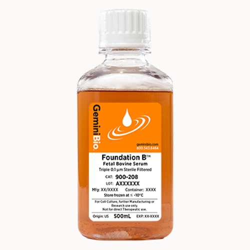 Foundation B™ Fetal Bovine Serum, USDA Approved Sources, For Cost Conscious Laboratories, Triple 0.1µm Sterile-Filtered, 500mL