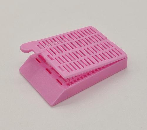 Plastic Biopsy Tissue Cassettes With Attached Lid And 35° Angled Face, Lilac