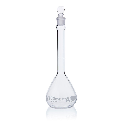 Globe Glass 100mL Class A Volumetric Flasks For Precise Liquid Handling With Very Low Tolerances -8200100- Lab Glassware - Stellar Scientific Globe Glass 100mL Class A Volumetric Flasks For Precise Liquid Handling With Very Low Tolerances -8200100- Lab Glassware - Stellar Scientific