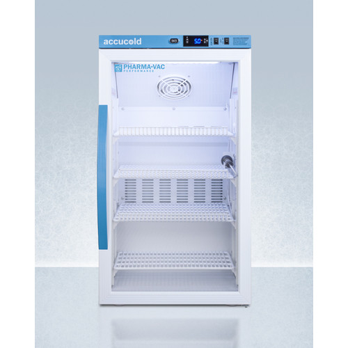 3 Cubic Foot Pharmacy/Vaccine Refrigerator With Glass Door, +2 to +8ºC Temperature Range, Four Adjustable Shelves, 115V