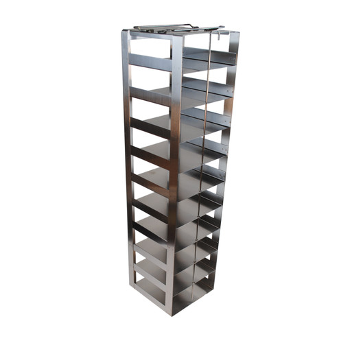 Stainless Steel Freezer Rack For Storing 10 Two Inch Cardboard Cryoboxes In A Chest Freezer - CF-10-2 - Laboratory Freezer Racks - Stellar Scientific