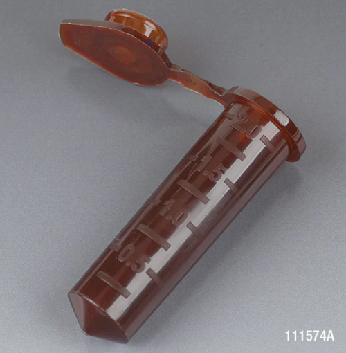 Amber 2.0mL Polypropylene Micro Centrifuge Tubes With Snap Cap, RNase and DNase Free, 500/BG