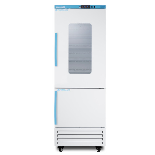 15 Cubic Foot Pharmacy/Vaccine Refrigerator/Freezer Combo - Shown Closed - Refrigerator has the glass door