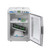 Benchmark Scientific H2200-H MyTemp Mini Benchtop Incubator with digital controls, shelf and internal power port for small lab rockers. Shown here with open door and small rocker operating inside