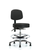 Rutledge Vinyl Stool with Back Chrome - Medium Bench Height with Seat Tilt, Chrome Foot Ring, & Stationary Glides in Black Trailblazer Vinyl