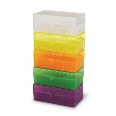 Polypropylene Storage Box for 1.5 and 2.0mL Tubes, 100 Place With A  Hinged-Lid, Assorted Colors - Lab Supplies - Stellar Scientific