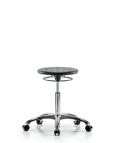 Black Polyurethane Lab Stool with No Foot Ring and Chrome Casters PMBSO ...