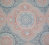 Linen Store Fabric Canvas Shower Curtain, 70"x70", Casey, Contemporary Geometric Coral/Grey Medallion Inspired Design