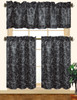 Chelsea 3pc Scroll Embroidered Decorative Kitchen Curtain Set