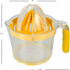 4-in-1 Simple Squeeze Hand Press Manual Food-Grade Plastic Juicer with Built-in Measuring Cup and Egg Separator, Yellow, 16.6 oz