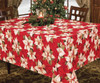 Christmas Holiday Design Fabric Tablecloth, White Poinsettia