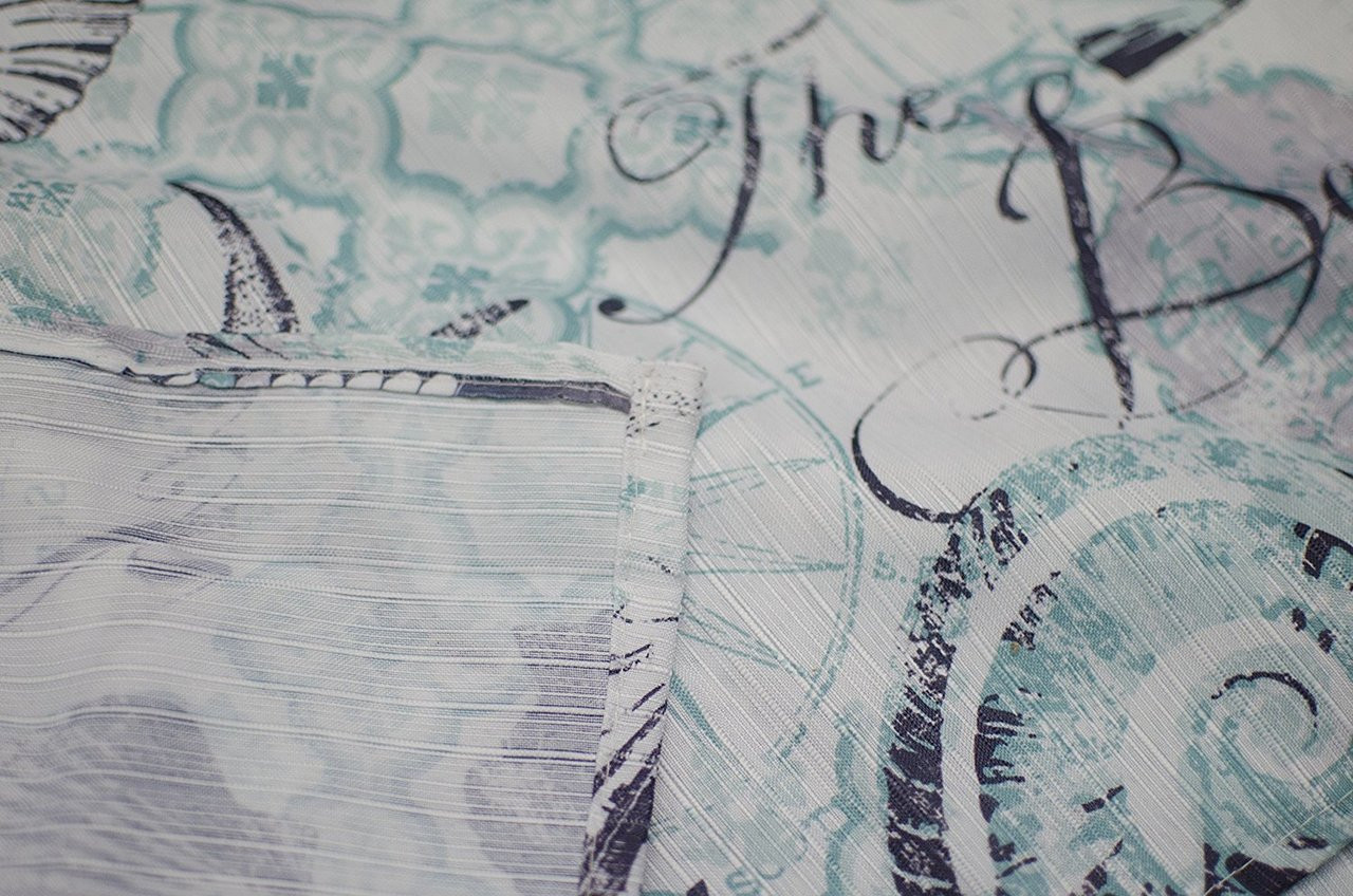 Linen Store Fabric Canvas Shower Curtain, 70"x70", Marina, Beach