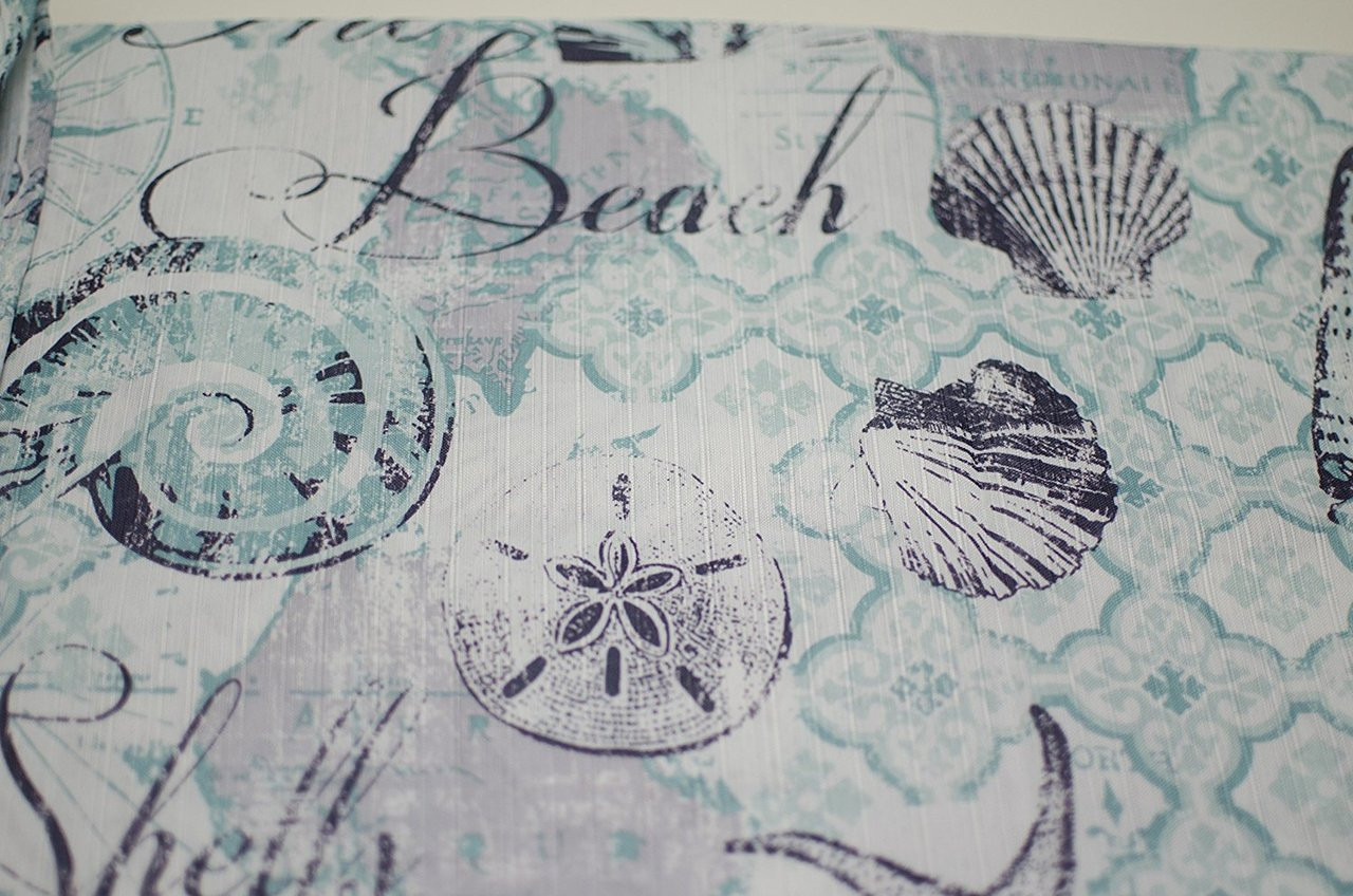 Linen Store Fabric Canvas Shower Curtain, 70"x70", Marina, Beach