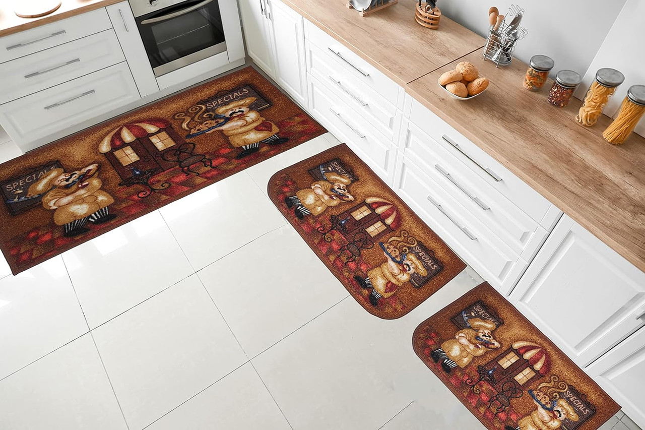 Kashi Home Chef 3pc Kitchen Rug Set, (2) Slice 18