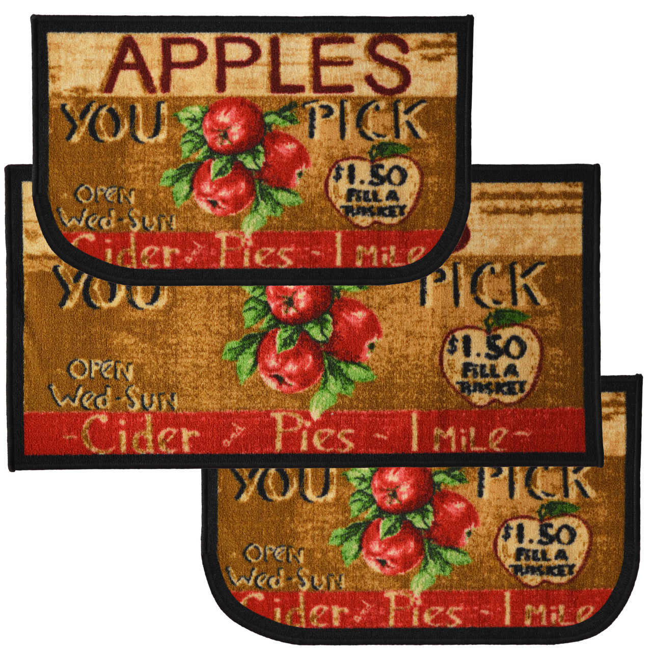 Apple Cider 3pc Kitchen Rug Set 2 Slice 18 X30 Rugs 1 20