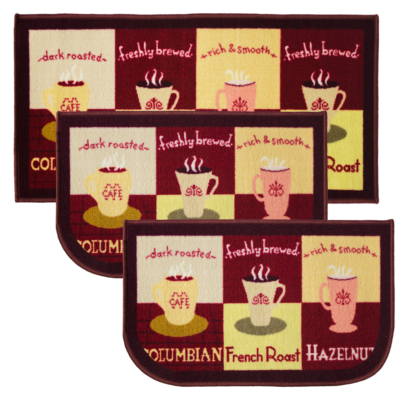 Coffee Cup 3pc Kitchen Rug Set 2 Slice 18 X30 Rugs 1 20 X40
