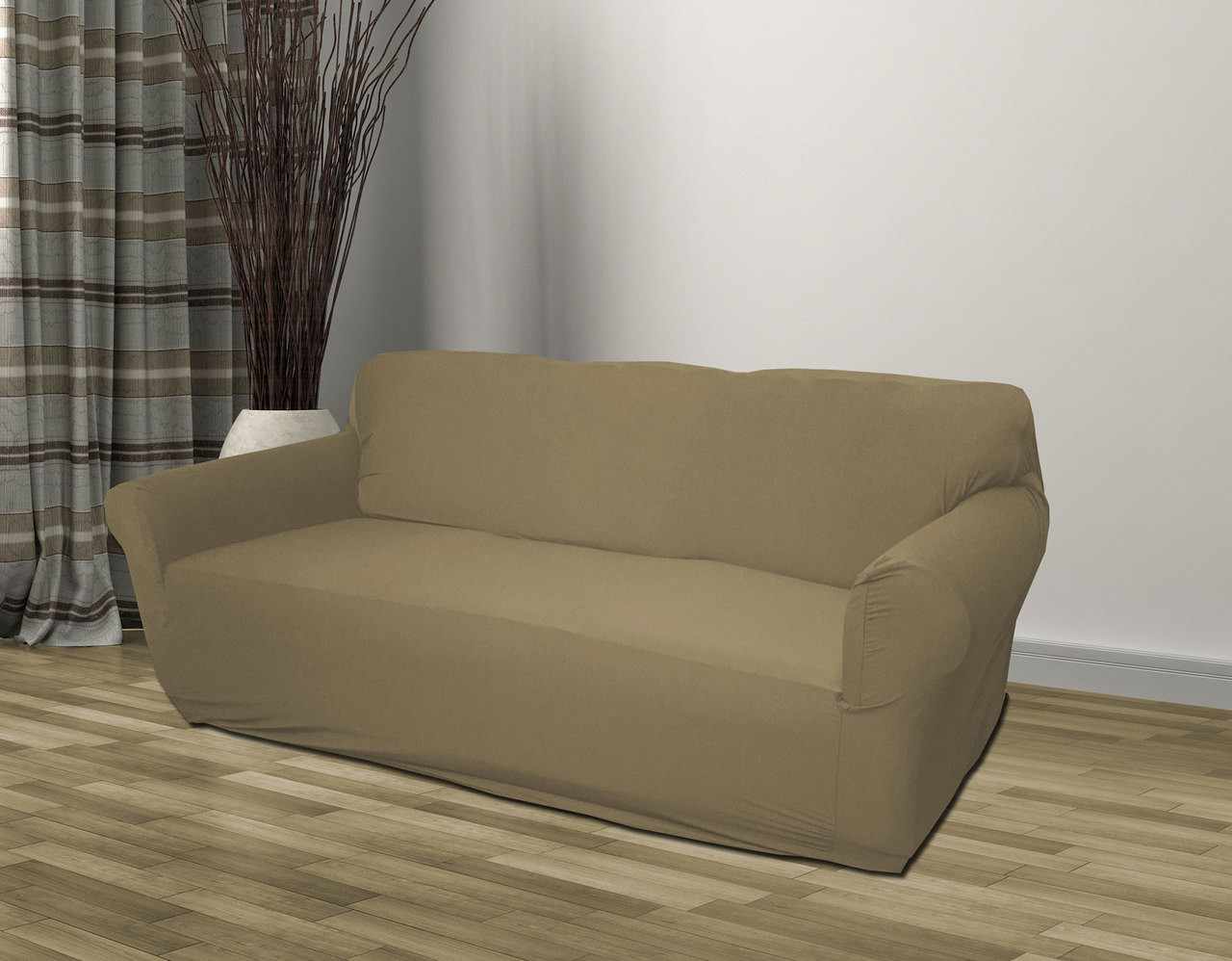 Taupe Jersey Sofa Stretch Slipcover Couch Cover Love Seat Cover