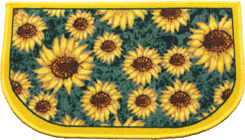 Kashi Home D-Shape Mat with Latex Back Sunflower Series Kitchen Rug, 18" by 30"