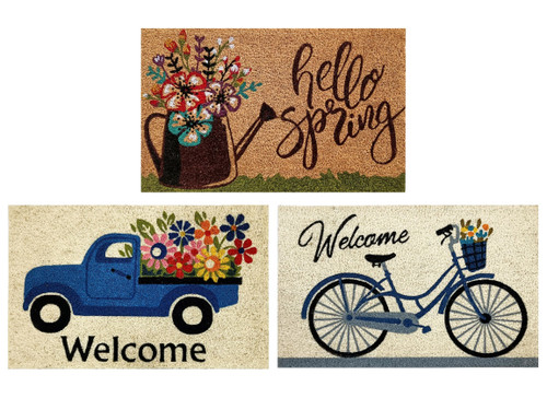 Hello Spring Polypropylene Printed Coir Outdoor Doormat Welcome Mat, 18"x28"