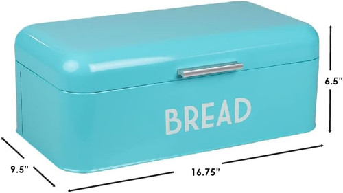 Retro Metal Bread Box For Kitchen Countertop Turquoise