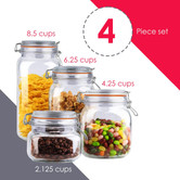 4 Piece Glass Canister Set Clear