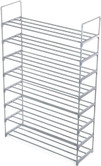 8 Tier Multi-Purpose Shoe Rack, Grey | Holds 32 Pairs of Shoes | Heavy Duty Plastic & Steel Construction | Easy to Assemble