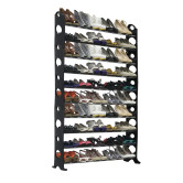 Stackable 50 Pair Metal and Plastic Shoe Rack, Black