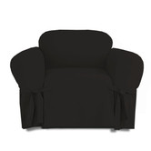 Linen Store Microsuede Slipcover, Furniture Protector Cover Chair 
Black