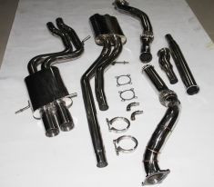 TWIN 2 DUAL TIPTRONIC AUDI S4 2.7L DUAL Muffler Turbo-back 3 inch Downpipes and FULL Exhaust Catback