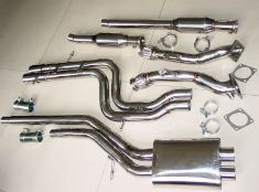 AUDI S4 2.7L SINGLE Muffler Turbo-back + RESONATED Downpipes and Exhaust Catback