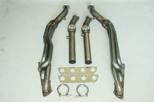 Complete XS-POWER long tube exhaust header kit for Audi B6/B7 S4 including matching downpipes. Built from durable stainless steel materials to support