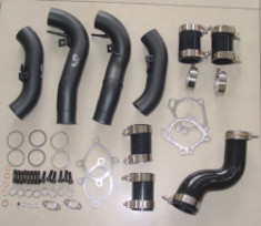 XS-POWER oversized 2.25 inch black ceramic coated turbo inlet pipe kit for Audi B5 S4 C5 A6 2.7T K04 RS6 K24 turbochargers with silicone couplers and clamps