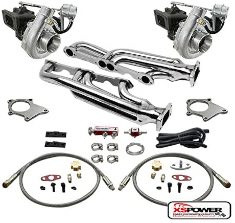 T04 .63AR 500+HP 8PC TWIN TURBO CHARGER+MANIFOLD KIT FOR CHEVY SMALL BLOCK SBC