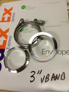 3 Inch V-Band Clamp Kit Turbo Exhaust Down Pipe Stainless +2X Mild Steel Flange