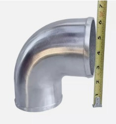 4.0 inch TO 3.5 inch Polished Cast Aluminum 90 Degree Reducer Elbow Pipe Tube Turbo